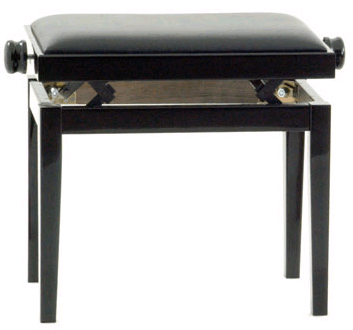 Panca piano in legno regolabile in altezza nera con seduta nera