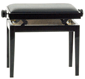 panca per pianoforte regolabile in altezza finitura nero lucido meccanismo in metallo
