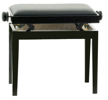 Panca piano in legno regolabile in altezza nera satinata con seduta nera